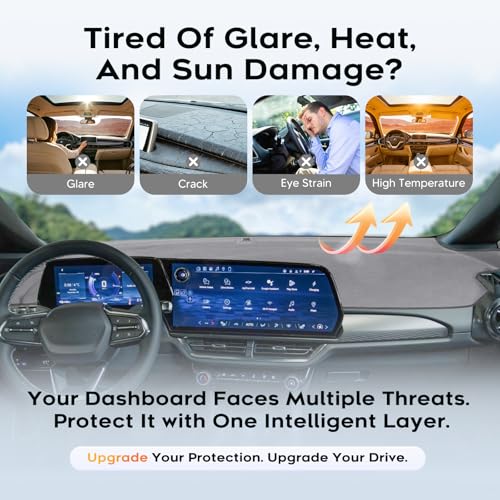 Upgraded Gray Dashboard Cover for 2025-2026 Chevy Equinox EV Accessories,Custom Fit Dash Cover Carpet Sunshade Pad UV Protection Anti-Glare Non-Slip【Sensor Friendly】 - size: 25+Equinox EV Dash Cover(Gray)