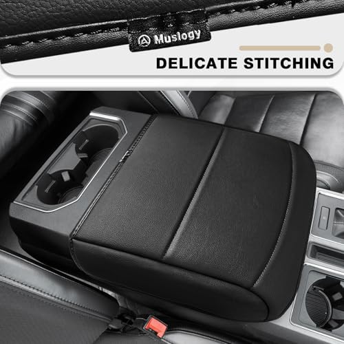 Center Console Armrest Cover Fit for Ford F150 2021-2025 2026 Accessories, Comfort Armrest Pad Console Lid Cushion Vegan Leather Regular Thick(Bucket Seat ONLY) - size: 2) 21-25 |F150| Bucket Seat, Regular