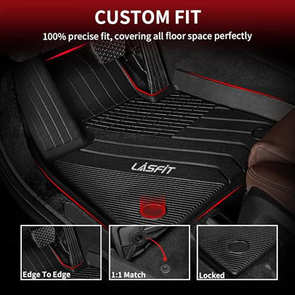 LASFIT Floor Mats Fit for BMW X7 2019-2025 2026 7 Seaters, Custom Fit TPE All Weather Waterproof Floor Mat Front & Rear Rows Car Liners for xDrive40i xDrive50i M50i M60i, Black - size: 5) X7 7-Seat 2019-2026 | Floor Mats