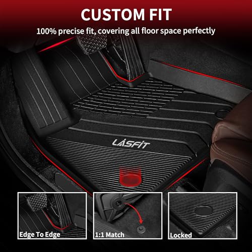 LASFIT Floor Mats Fit for BMW X7 2019-2025 2026 7 Seaters, Custom Fit TPE All Weather Waterproof Floor Mat Front & Rear Rows Car Liners for xDrive40i xDrive50i M50i M60i, Black - size: 5) X7 7-Seat 2019-2026 | Floor Mats