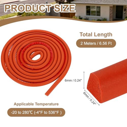 uxcell 6.56 ft Foam Backer Rod, 0.24" x 0.24" D-Shaped Solid Joint Filler, Foam Seal Strip for Caulk Saver, Rope Caulk Cement Crack Filler, Red - size: 6.56 ft x 0.24" x 0.24"