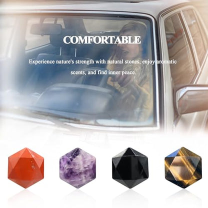ORIESSE Boho Car Decor,4pcs Natural Stone Car Vent Clips Air Fresheners,Crystal Hexagram Star Hippie Interior Dashboard Decorations Accessories for Women Men
