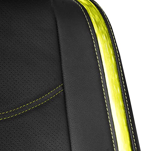 FH Group Galaxy13 Metallic Striped Deluxe Leatherette Car Seat Covers with Matching Carpet Floor Mats – Full Set, Universal Fit, Airbag Compatible for Cars, SUVs & Sedans, Yellow - color: Yellow