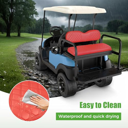 10L0L Golf Cart Seat Cover Universal Leather Rear Seat Cover for Yamaha, EZGO, Club Car - Soft PU Leather and Fitting Memory Foam, 3D Diamond Pattern, Durable Waterproof, Easy to Clean