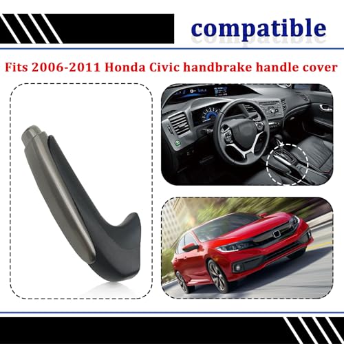 Parking Brake Handle Grip, Emergency Brake Parking Handle Cover Comfortable Handbrake Protector Cover Compatible with Honda Civic 2006-2011 47115-SNA-A82ZA - color: silver