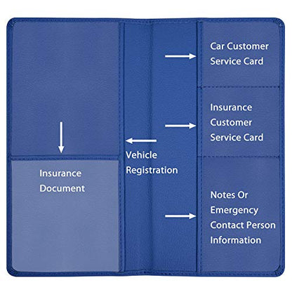 Wisdompro Car Document Holder Organiser, PU Leather Vehicle Insurance and Registration Holders Wallet Case for ID Card, Driving Licence, Key Contact Information Cards - color: Blue