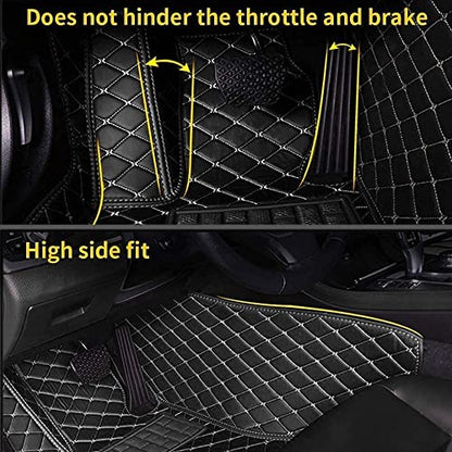 Custom Making Car Floor Mats for 97.5% Car Model Luxury Leather All Weather Waterproof Anti-Skid Full Coverage Liners (Black Red line) - color: Black Red line