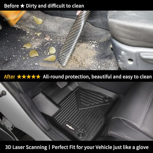 GINOWY- Floor Mats & Cargo Liner for Kia Seltos 2020-2023, TPE All Weather Protection Seltos Car Mats, Custom Floor Liners Non-Slip Trunk Mat, Waterproof Accessories Black - style: 30) for KIA Seltos 2020-2023 Full Set