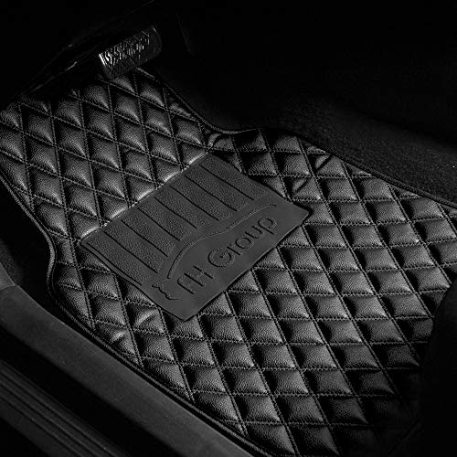 FH Group F12002BLACK Luxury Universal Fit All Season Protection Heavy Duty Faux Leather Black Automotive Floor Mats fits Most Cars, SUVs, and Trucks