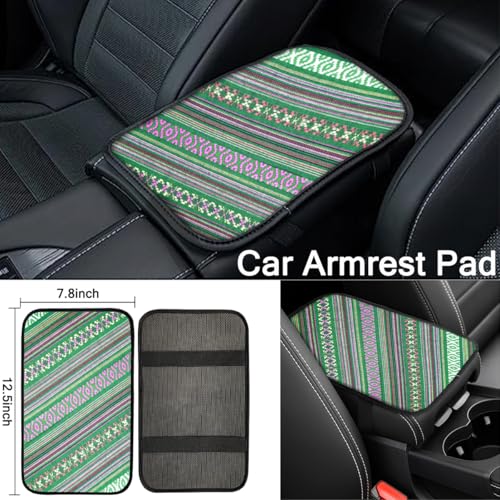 Boho Steering Wheel Cover Set, Seat Belt Cover and Armrest Pad Bohemian Cloth Car Steering Wheel for Women Flax Ethnic Style Steering Wheel Accessories Cover Anti-Slip Fits 14 1/2-15 Inch - Green - color: Blue