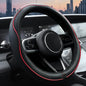 Ouzorp Car Steering Wheel Cover, Microfiber Leather Steering Wheel Covers with Anti-Slip Lining, Universal 14.5-15 inchs Black with Red line - color: Black with Red line，size[14.5"-15"]