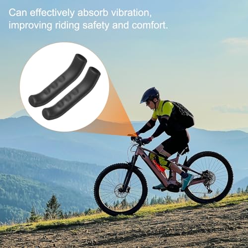 HARFINGTON 1 Pair Bike Brake Lever Cover Silicone Brake Lever Grip Protector Anti-Slip Brake Handle Protection Covers Sleeve for Mountain Road Bike Cycling, Black - color: Black