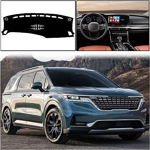 Dash Mat Cover Interior Dashboard Protection pad Compatible with Kia Carnival KA4 Minivan LE EX SX and SX Prestige 2022 2023 2024 Sunshade Glare UV Rays Protector (Black Trim) - color: Black Trim