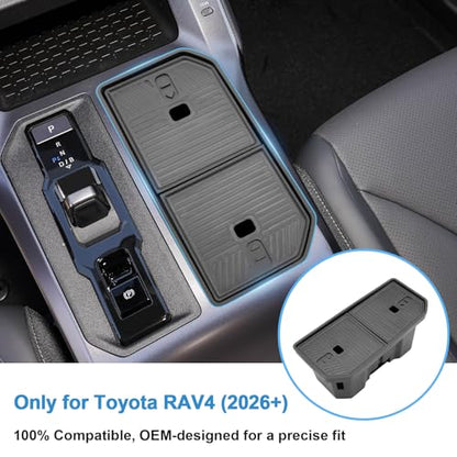 2026 RAV4 Cup Holder Console Tray, for Toyota RAV4 (LE/SE/XLE Premium/Woodland/XSE/Limited/GR Sport), Waterproof &Sturdy Cup Holder Insert 2026 RAV4 Accessories - color: Black-h