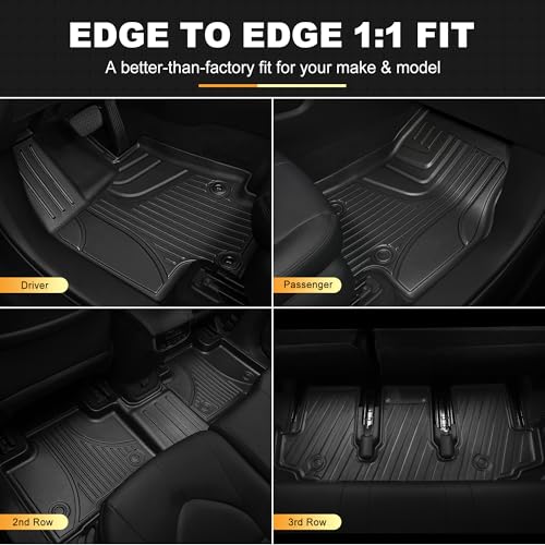 Floor Mats for Toyota Highlander 2020-2026 7 Seats - All Weather Floor Liners and Cargo Mat with Seatback Protector Highlander Accessories - style: 2020-2026 | for Toyota Highlander | Full Set