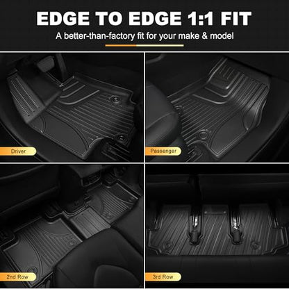 Floor Mats for Toyota Highlander 2020-2026 7 Seats - All Weather Floor Liners and Cargo Mat with Seatback Protector Highlander Accessories - style: 2020-2026 | for Toyota Highlander | Full Set