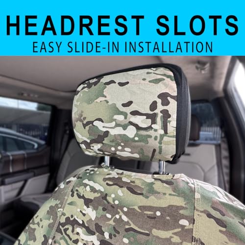 Universal Nylon Canvas Fitted Bucket Seat Cover, Cut-Resistant & Waterproof Front Seat Protector for Trucks (Camouflage) - color: Camouflage