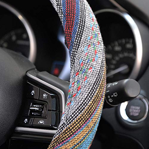 Carbella Woven Boho Bohemian Hippie Saddle Blanket Style Steering Wheel Cover for Women - Fits Most Standard Wheel Sizes 14.5 - 15 inch Woven Style - Aztec / Incan - color: Woven Aztec / Incan