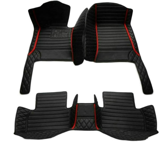 Custome Car Mats Accessories All Weather Floor mats Compatible with Automotive Floor Mats Passenger car mats (All Black red) - color: all black red