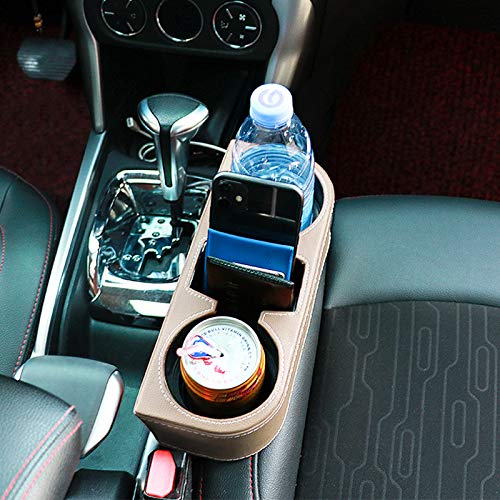 Car Seat Organizer Cup Drink Holders Multi Functional Gap Filler Storage Box Insert Organization Helps Reduce Distracted Driving&Holds Phone Mount Mug Bottle Cellphone (PUBD-Beige) - color: PUBD-Beige