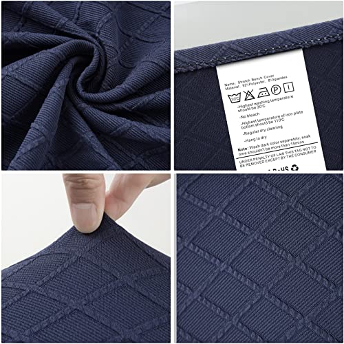 Fuloon Stretch Jacquard Dining Bench Cover - Anti-Dust Removable Bench Slipcover Washable Seat Cushion Protector for Bedroom, Kitchen, Hotel, Banquet (Navy Blue) - color: Navy Blue
