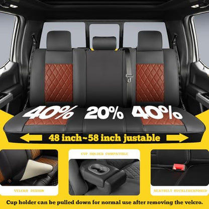 LINGVIDO Car Seat Covers Full Set (5 Seats) - Premium Perforated Nappa Leather, Waterproof Shield, Omni-Adapt Fit SUVs Sedans, Ultimate Family & Pet Protection - color: Black & Brown (B), size: Full Set (5 Seats)