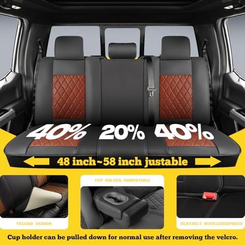 LINGVIDO Car Seat Covers Full Set (5 Seats) - Premium Perforated Nappa Leather, Waterproof Shield, Omni-Adapt Fit SUVs Sedans, Ultimate Family & Pet Protection - color: Black & Brown (B), size: Full Set (5 Seats)