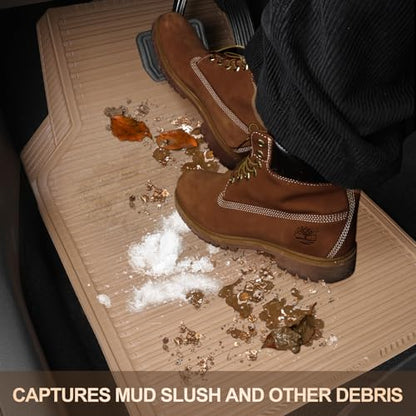 CAR PASS Tan Rubber Car Floor Mats & Cargo Liners, All Weather Car Mats & Trunk Mats,Waterproof Automotive Floor Mats Trim to Fit for Most Cars Sedans SUVs Vans, Durable Heavy Duty Anti-Slip,Beige - color: Beige with cargo liner