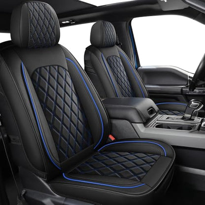 MIROZO Dodge Ram Seat Covers Full Set –Waterproof Truck Seat Covers Leather Car Seat Protector Fits 2009-2026 Ram 1500/2500/3500 Crew Quad Regular Cab Pickup with Split Flat Bench 40/60,Black and Blue - color: Black and Blue, size: Full Set（Flat Back)