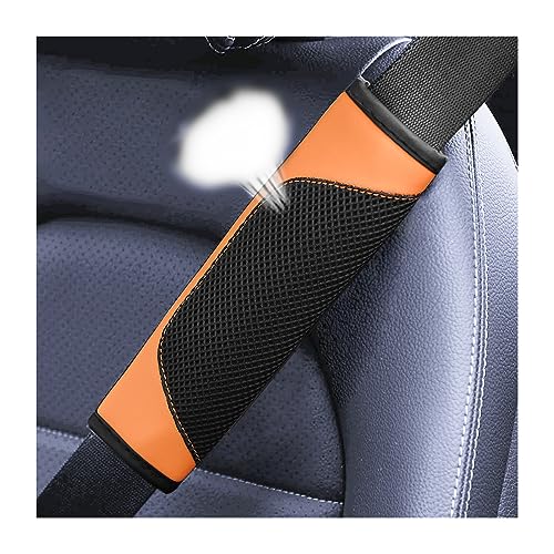 BESULEN Car Seat Belt Pads Cover, 2 Pack Leather Mesh Universal Seatbelt Shoulder Strap Protector, Soft Harness Pad Safety Belt Cover for Comfortable Driving, Car Interior Accessories (Orange) - color: Orange