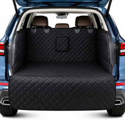 SUV Cargo Liner for Dogs – Waterproof with Bumper Flap, Non-Slip Large Trunk Mat, Scratchproof & Easy Clean, Universal Fit for SUVs Sedans Vans, Black