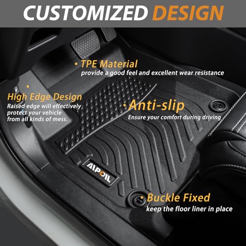 AIPOIL® Floor Mats & Cargo Liner Set for 2012-2017 Chevy Equinox & GMC Terrain All Weather Protection TPE Anti-Slip Automotive Full Set Custom Chevrolet Equinox Car Mats Accessories - Black - style: 32) For Equinox & Terrain 2012-2017 Full Set