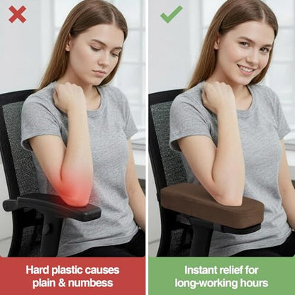 Smiry Ergonomic Office Chair Armrest Pads, Memory Foam Arm Rest Covers, Non-Slip Armrest Cushion with Adjustable Buckles and Straps, Elbow Relief for Desk, Gaming & Wheelchair (Coffee, Set of 2) - color: Coffee