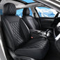 Huidasource Front Seat Covers, Car Seat Covers Front Seats Nappa Leather, Side Elastic Fabric, Compatible with Airbags, Seat Belts, Universal Fit for Most Cars, Vans, Trucks, SUV (Front Pair/Black)