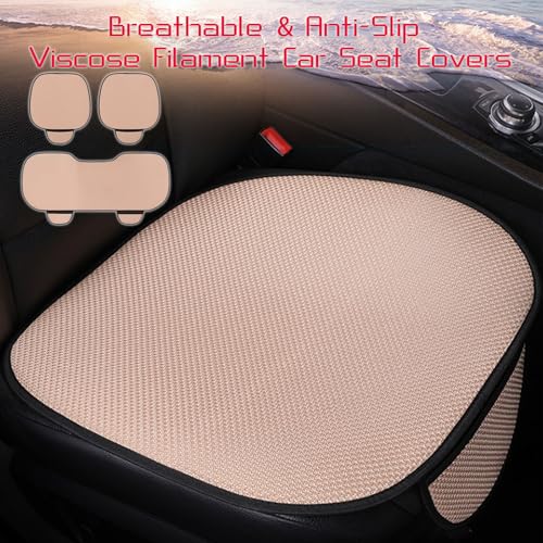 Breathable & Anti-Slip Viscose Filament Car Seat Covers,Ice Silk Non-Slip Car Seat Pad for Summer Breathable and Refreshing (Black,Seat Full Set) - color: Black, size: Seat Full Set