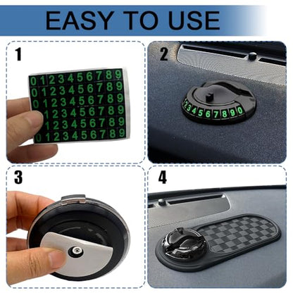 Multifunction Car Anti-Slip Mat, Car Anti Slip Mat Phone Holder, Dashboard Mobile Phone Holder with Temporary Parking Number, Rotatable Dashboard Mat for Sunglasses Keys Gadgets (Gray+Black) - color: Gray+Black