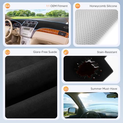 CARTIST Black Dashboard Cover for 2004-2008 Toyota Solara Accessories,Anti-Glare Non-Slip UV Protection Premium Interior Dash Cover Mat