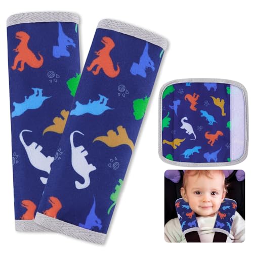 Seat Belt Cover Pad for Baby, Soft Seatbelt Cushion Covers for Kids 2Pcs Car Seat Strap Shoulder Pads for All Car Seats, Stroller, High Chair,Blue Dinosaur - color: Blue Dinosaur, size: Small