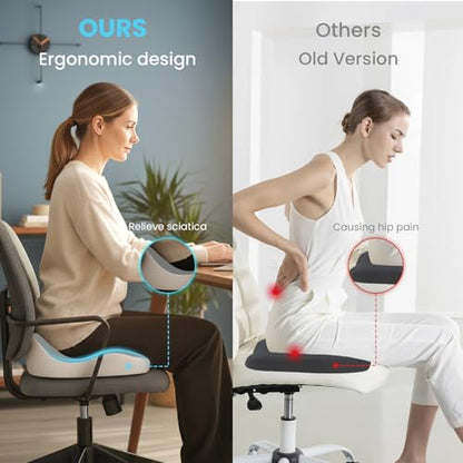 Seat Cushion,Office Chair Memory Cushion, Ergonomic Design, Relieve Sciatica and Long-Term Sitting Pain, Suitable for desks, car Seats, Games, wheelchairs - color: Gray