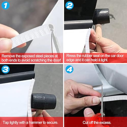 33Ft(10M) Long Car Door Edge Guards,U Shape Edge Trim Rubber Seal Protector Rubber Car Door Protector Car Protection Door Edge Anti-Collision Rubber Clips Fit for Most Car| White |
