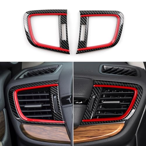 Car Air Vent Outlet Cover Decals for Honda CR-V 2017 2018 2019 2020 2021 2022 Accessories CRV ABS Carbon Fiber Stickers - color: Air Vent Outlet Cover, Black Red