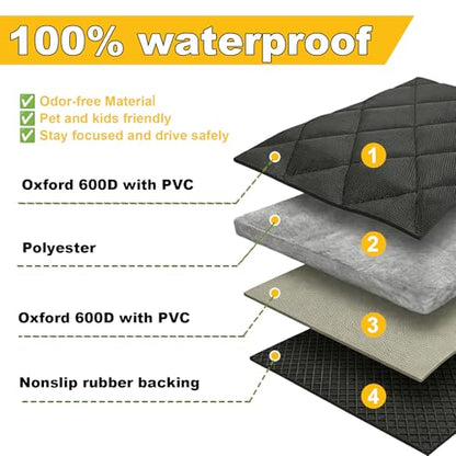 Nanaholy Dog Car Seat Cover for Tesla Model Y & Model 3 Back Seat Cover Waterproof Hammock, 600D Heavy-Duty Scratch-Resistant Non-Slip Pet Seat Protector with Side Flaps & Breathable Mesh Window