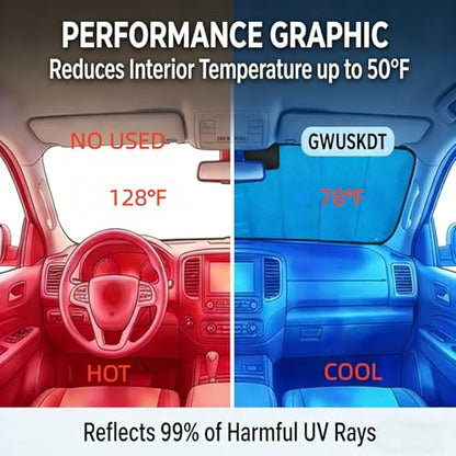 GWUSKDT Car Windshield Sunshade-Thicken 5-Layer Bubble Block Heat and Sun UV Rays,Front Windshield Sun Shade- Keeps Your Vehicle Cool - 58 x 27.5 Inch new Upgraded (New Black)