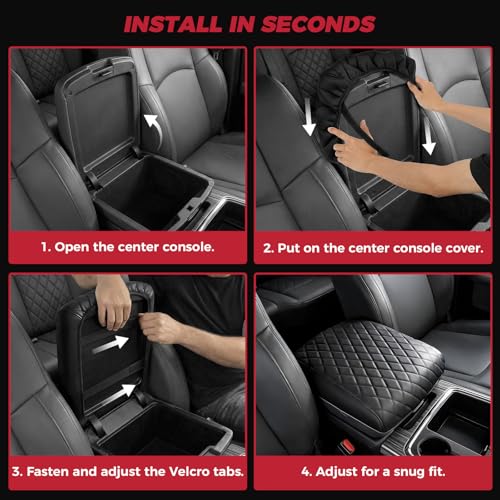 FREESOO Center Console Cover for 2009-2018 Dodge Ram 1500 2500 3500, Armrest Cushion Pad, Waterproof Faux Leather, Easy to Clean, Non-Slip & Anti-Scratch, Bucket Seat Only - size: 2009-2018 Ram Bucket Seat Console