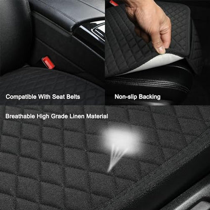 West Llama Linen Car Seat Covers,Bottom Seat Covers for Cars Include 1 Piece Front Driver Seat Pad Mat Universal Fits 90% Vehicles,SUVs,Cars,Sedans(1Piece-Black) - color: A-Black, size: 1 Front Bottom Seat Covers