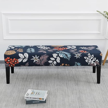 SPRINGRICO Stretch Dining Bench Cover, Removable Bench Slipcover Washable Bench Seat Protector Rectangle Bench Cover for Dining Room, Living Room, Bedroom, Kitchen (Garden Wind) - color: Garden Wind