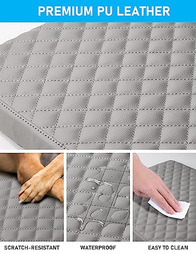 Sinvanho Center Console Armrest Cover for 2015-2025 Ford F150 F250 F350 F450 F550 with 40/20/40 Jump Seat, PU Leather Middle Console Cover Seat Box Lid Protective Cover Cushion Pad, Truck Accessories - color: Grey Edge