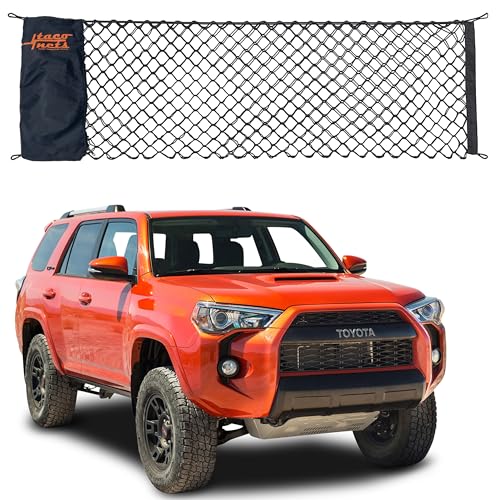 TacoNets Envelope Cargo Net for Toyota 4Runner - Fits 2010-2024 w/ 2nd Row - Upgraded 5mm Bungee - Integrated Storage Bag - Heavy Duty Hooks - Designed in USA - style: Toyota 4Runner 2-Row 2010–2024