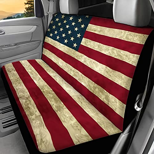 AFPANQZ Patriotic American Flag Car Rear Bench Protective Car Seat Cover Back Seat Only Car Truck Vans SUVs Polyester Fabric Car Backseat Cover Universal Fit Full Wrap Dust-Proof Stars and Stripe - color: 0-Stars and Stripes