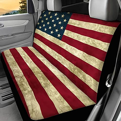 AFPANQZ Patriotic American Flag Car Rear Bench Protective Car Seat Cover Back Seat Only Car Truck Vans SUVs Polyester Fabric Car Backseat Cover Universal Fit Full Wrap Dust-Proof Stars and Stripe - color: 0-Stars and Stripes